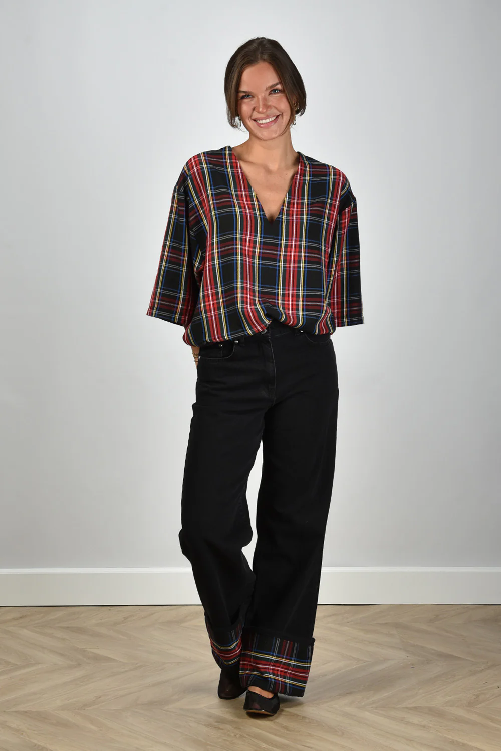 JOHNY top Louise B check 5 black - Afbeelding 4