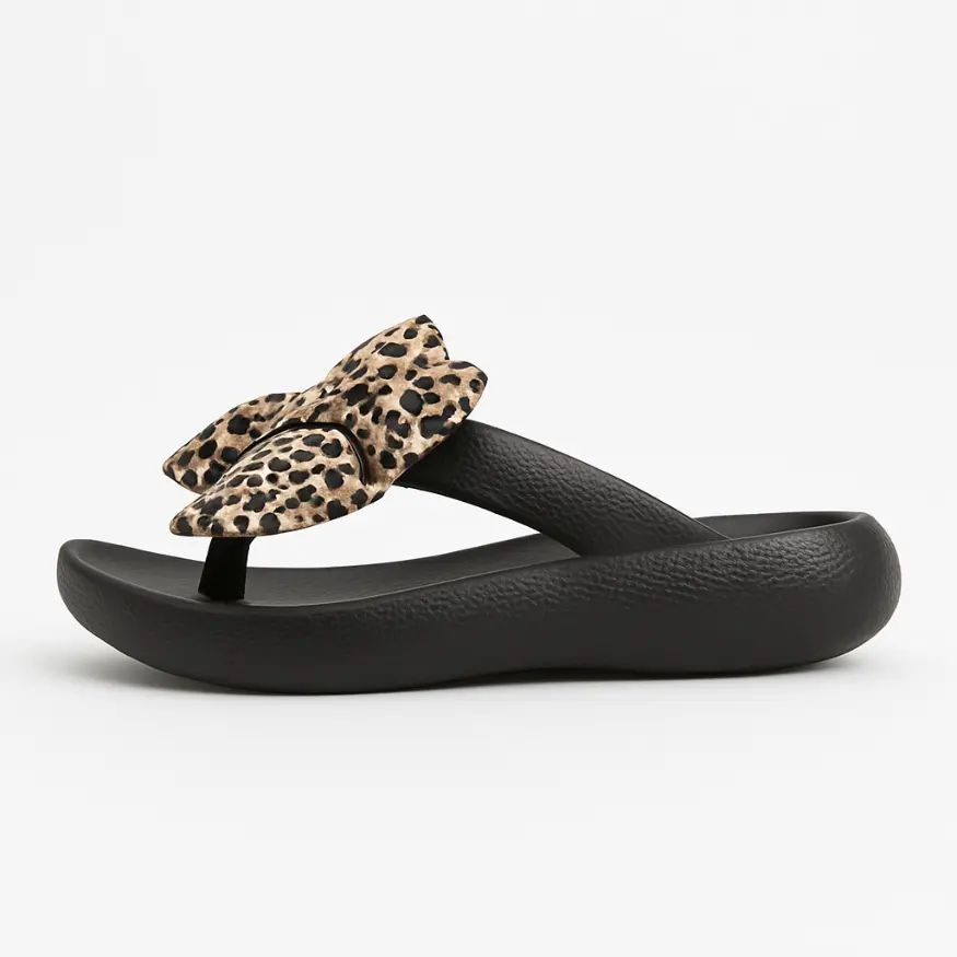Liv Slippers met Strik - Comfortabele Slippers met Panterprint - Afbeelding 3