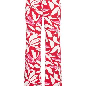 Mi Piace – Trousers Straight Flower Print – Red | Off White