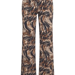 Mi Piace – Trousers Straight Swirly Print – Caramel
