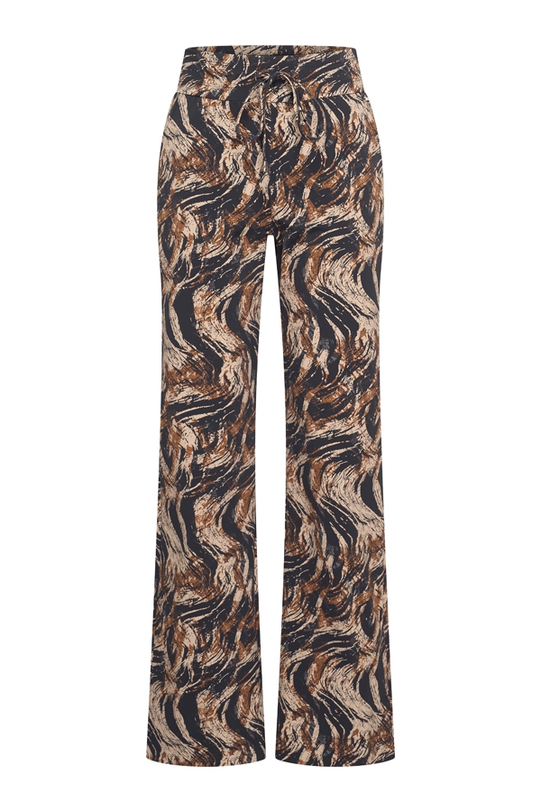 Mi Piace – Trousers Straight Swirly Print – Caramel