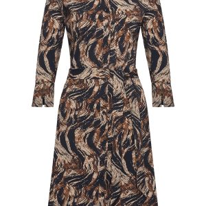 Mi Piace – Dress Swirly Print – Caramel