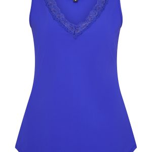 Mi Piace – Hemd V Hals Kant – Kobalt