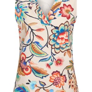 Mi Piace – Top Embroidered Bloom Print Travel – Multicolour