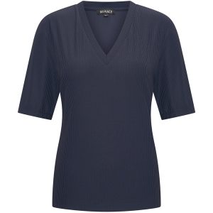 Mi Piace – Shirt V Neck Ribbed – Dark Blue