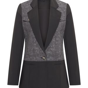 Mi Piace – Blazer Bonded Combi Denim Print – Black