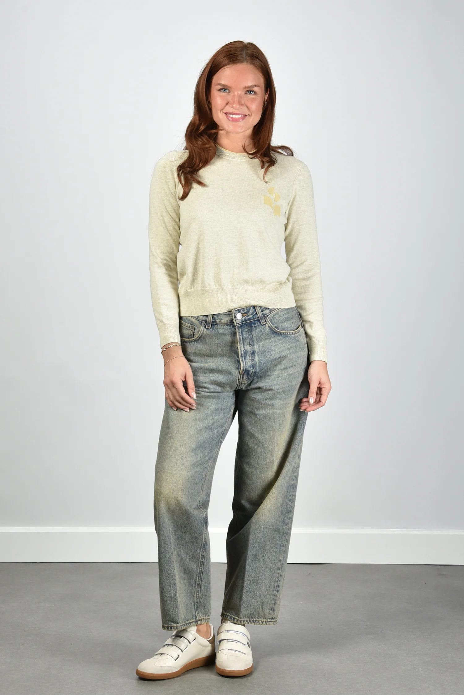 Marant Etoile trui Lanta PU0858FA-D1L16E light grey/light yellow - Afbeelding 3