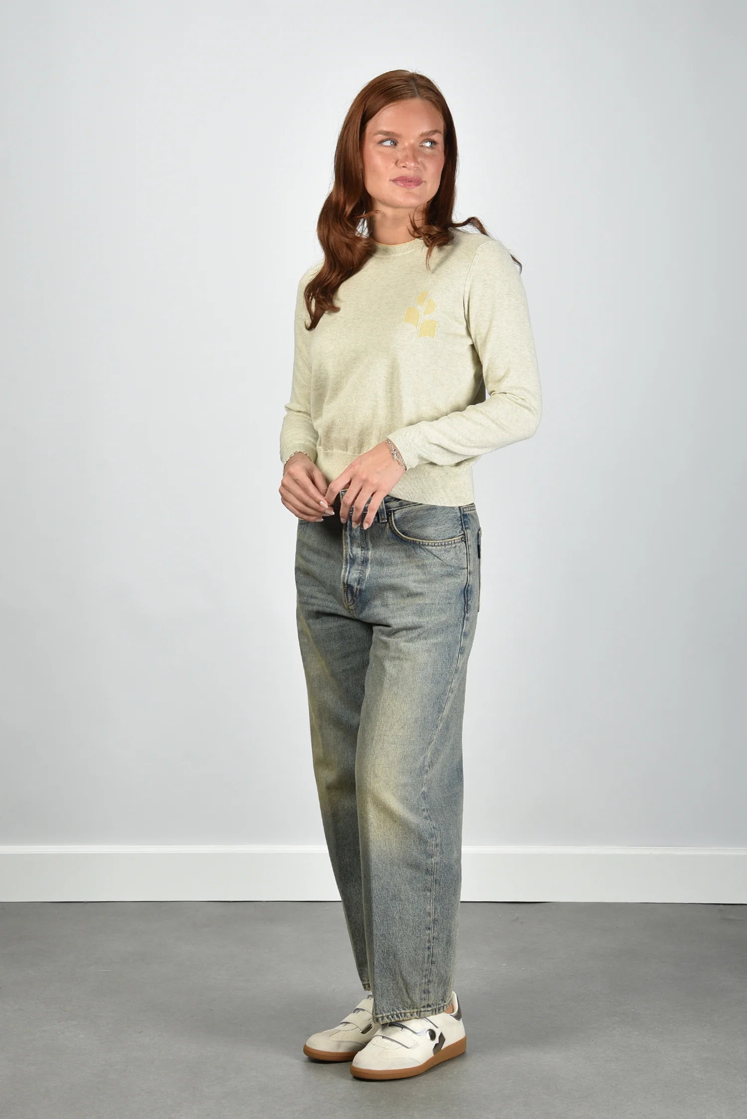 Marant Etoile trui Lanta PU0858FA-D1L16E light grey/light yellow - Afbeelding 4