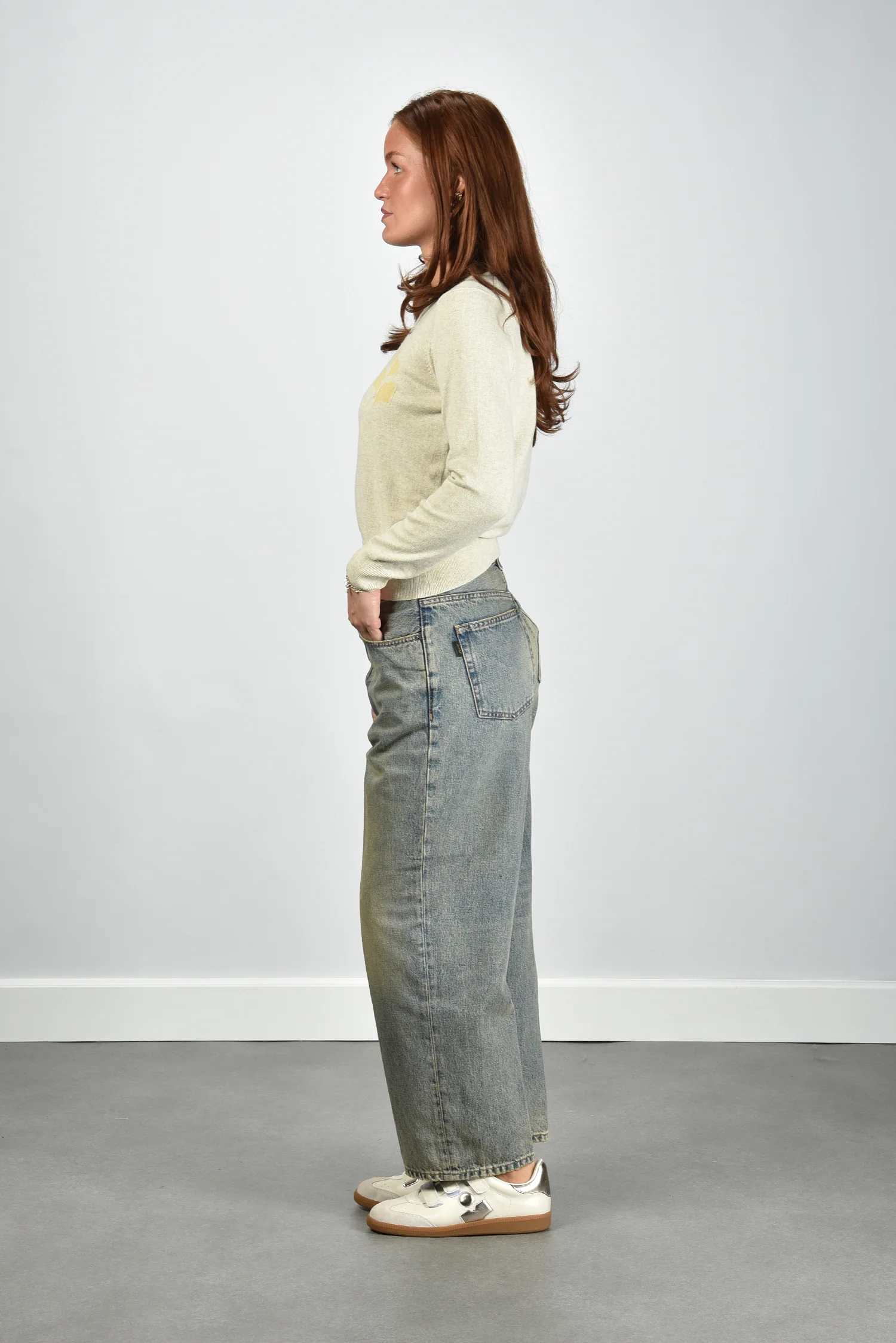 Marant Etoile trui Lanta PU0858FA-D1L16E light grey/light yellow - Afbeelding 6