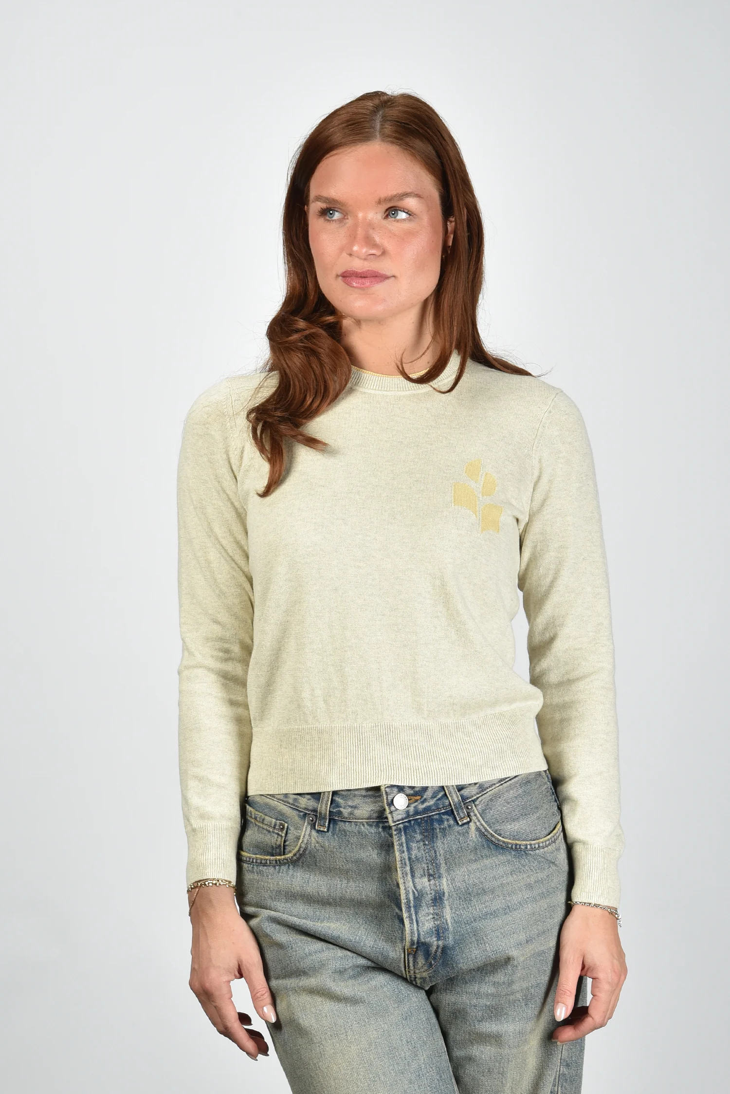 Marant Etoile trui Lanta PU0858FA-D1L16E light grey/light yellow - Afbeelding 8