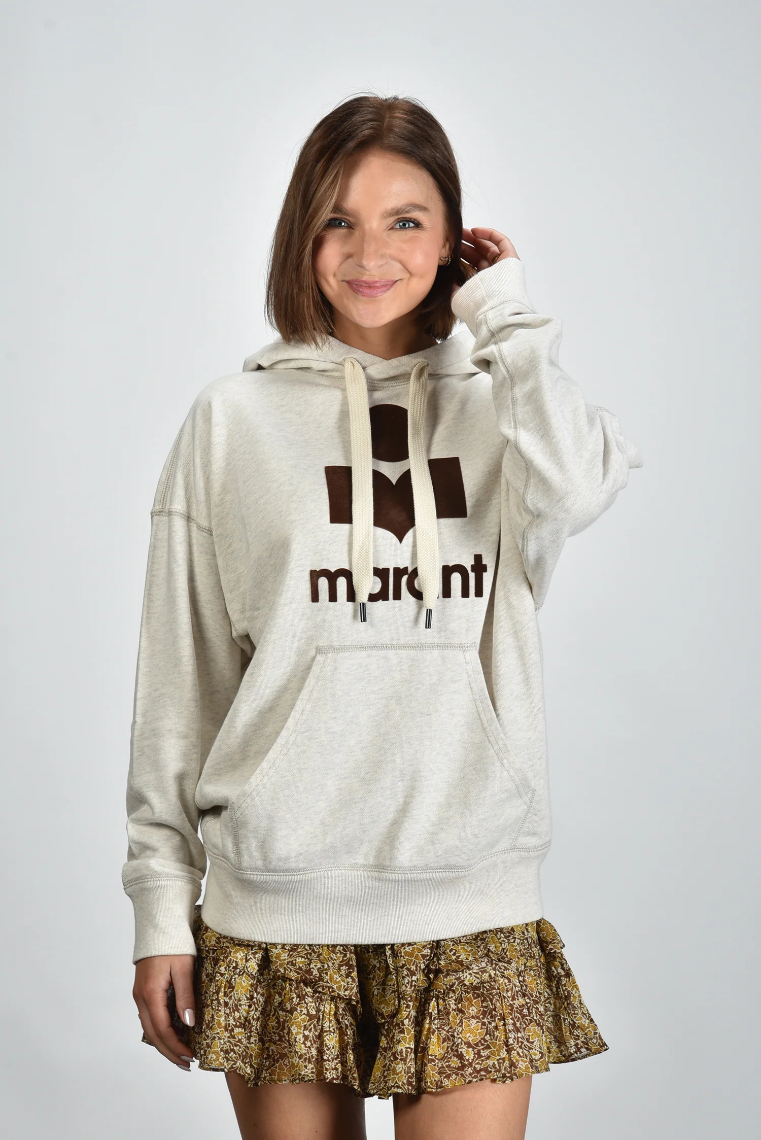 Marant Etoile trui Mansel SW0001FA-A1M07E ecru/brown - Afbeelding 2