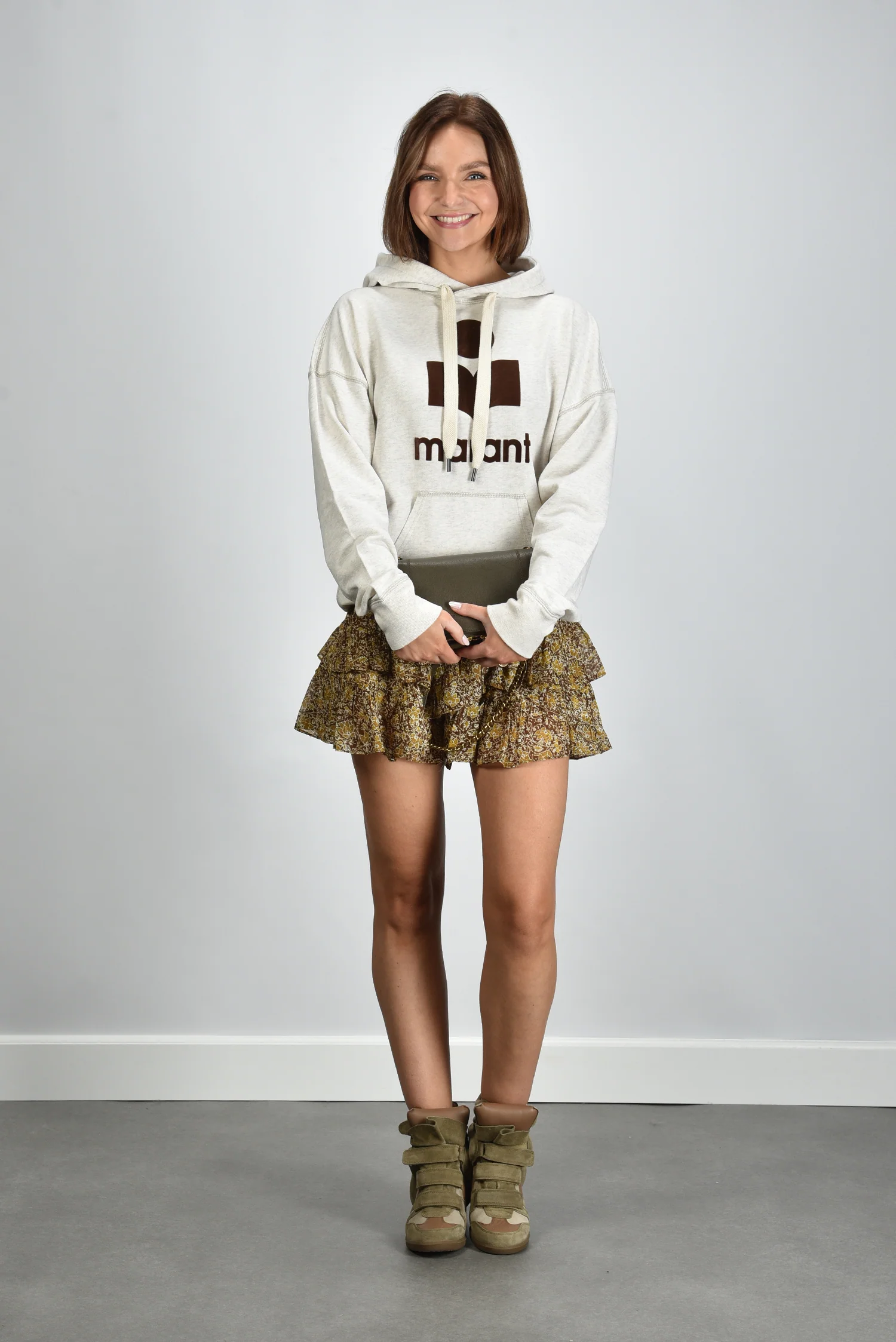 Marant Etoile trui Mansel SW0001FA-A1M07E ecru/brown - Afbeelding 3