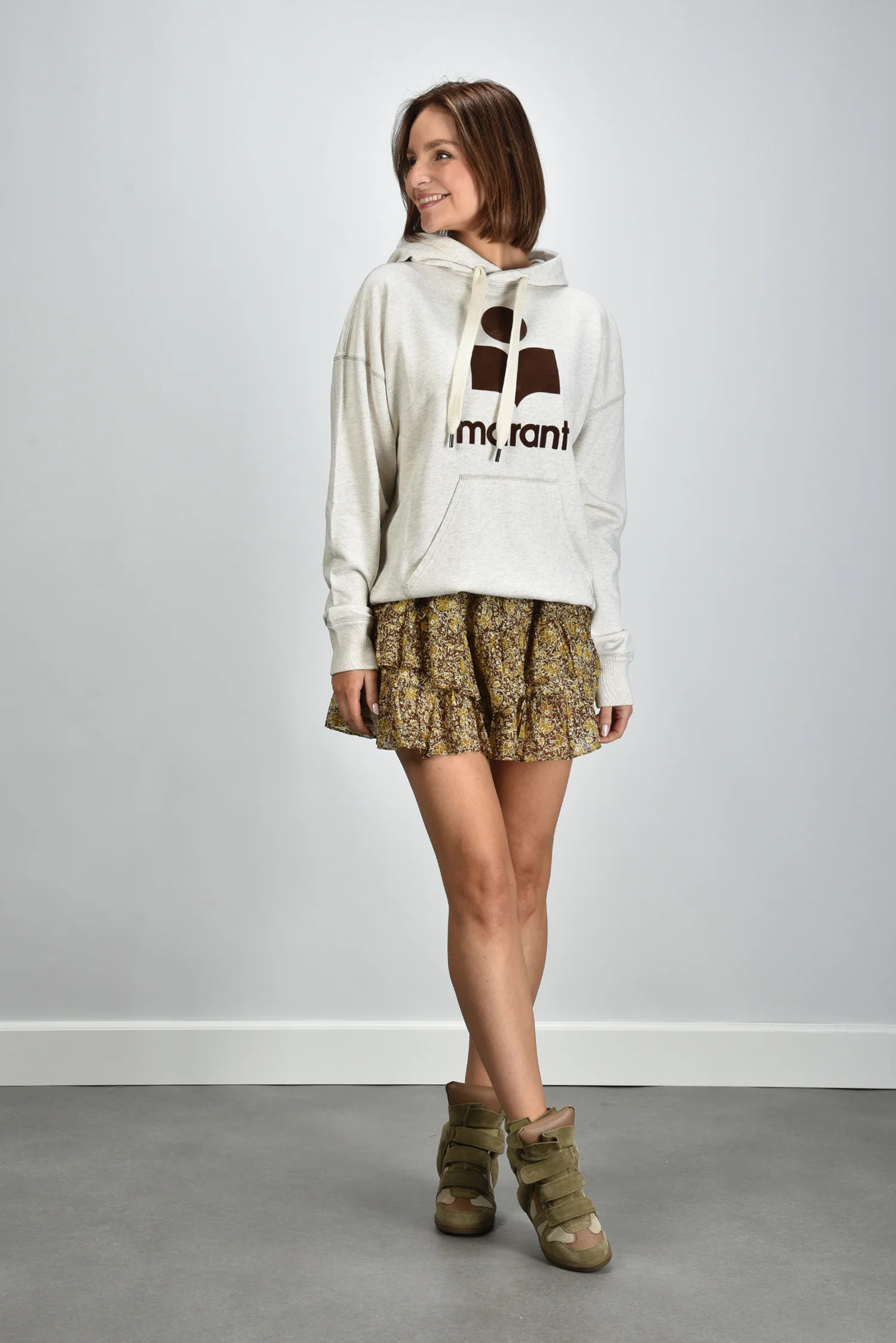 Marant Etoile trui Mansel SW0001FA-A1M07E ecru/brown - Afbeelding 4