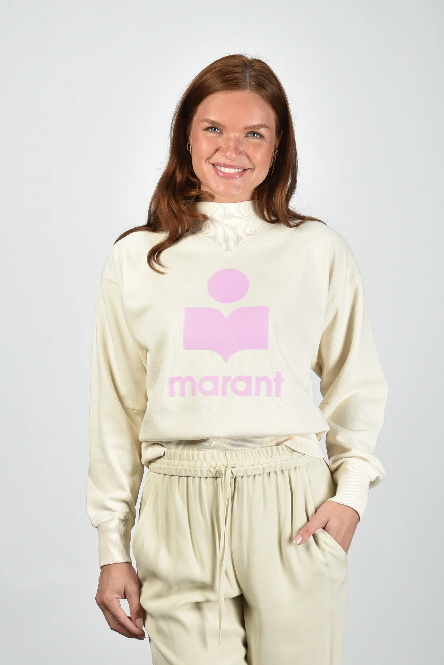 Marant Etoile trui Moby SW0003FA-D1M04E ecru/pink