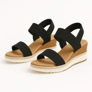 Noor Platform Sandalen Dames - Sleehak met Bandjes