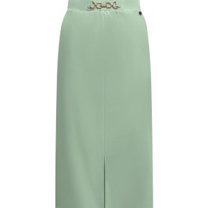 Triple Nine – Skirt with split and gold buckle – Sage green