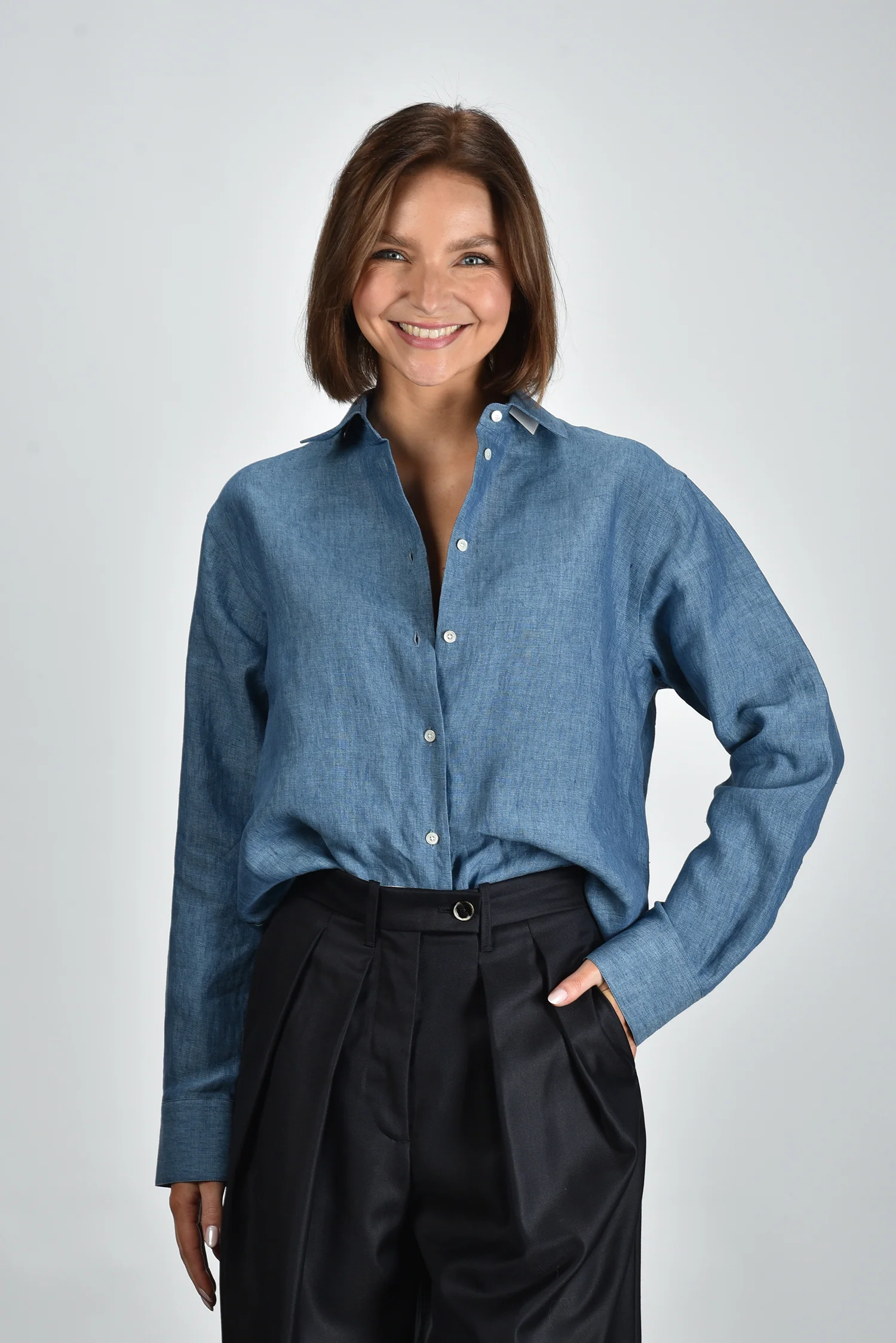 RÓHE blouse 418-19-069 ocean blue - Afbeelding 3