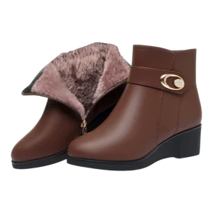 Celia Gevoerde Enkellaarzen Dames – Elegante Winter Boots met Hak