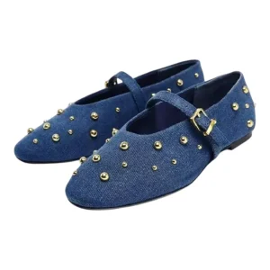Chloé Rose Ballerina Schoenen Dames - Denim met gouden studs