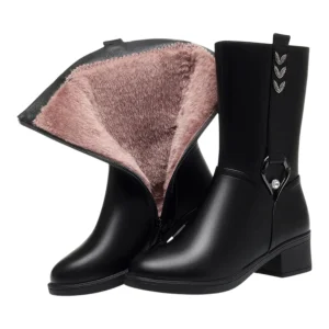 Selene Hoge Gevoerde Laarzen Dames – Warme Winter Boots met Hak