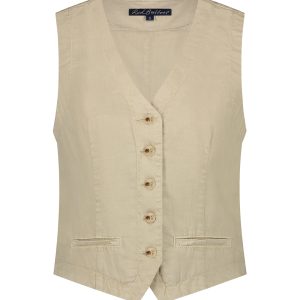 Red Button – Waistcoat Cotton Linen – Pebble