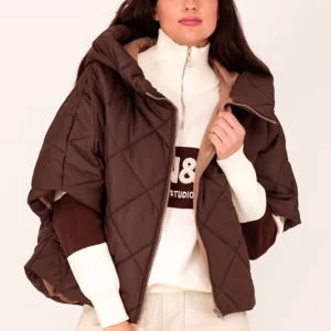 Turquoise bodywarmer bruin korte mouw