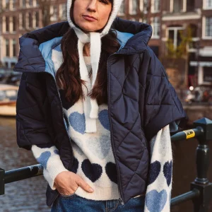 Turquoise bodywarmer marine korte mouw