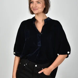 Sea Me Happy top Minie Velvet midnight blue