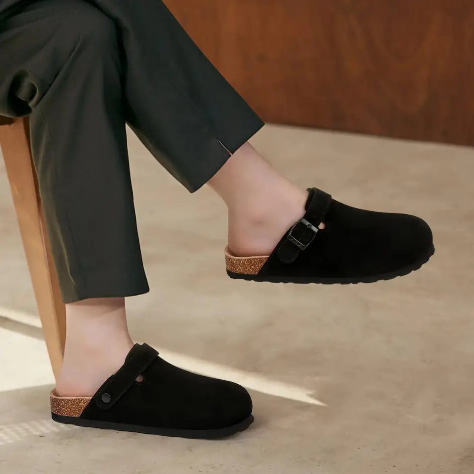 Soren Suède Sandalen Dichte Neus met Kurk Voetbed en Verstelbare Band - Afbeelding 5