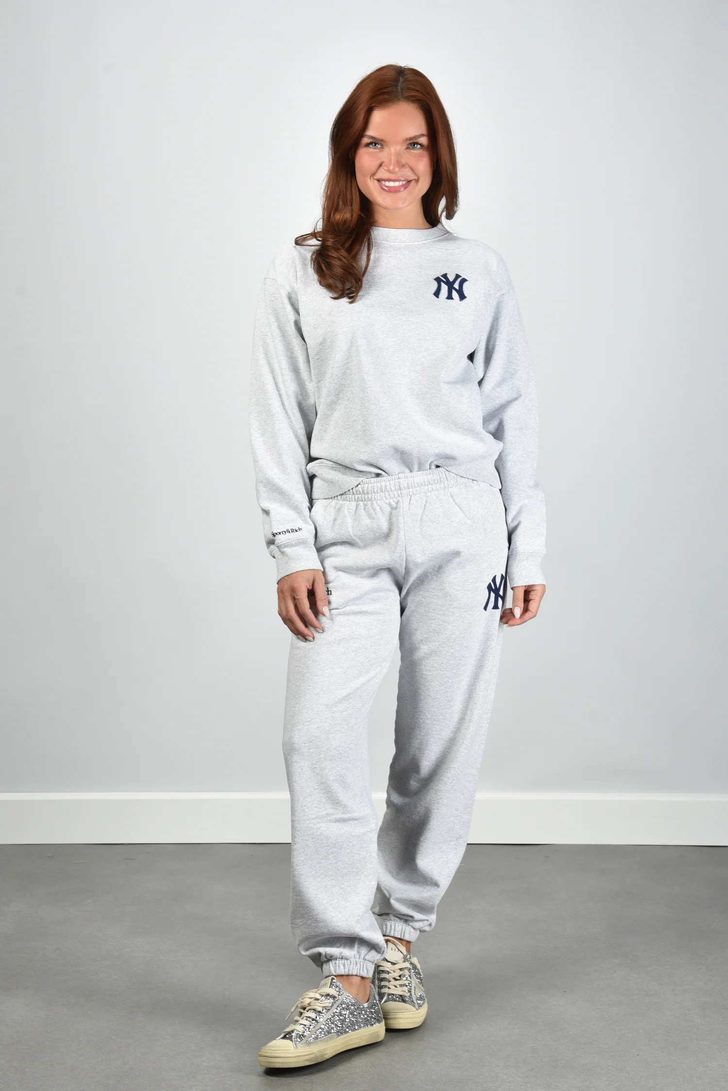 Sporty & Rich trui Heritage Yankees Serif ST071610300GY03 heather gray - Afbeelding 3