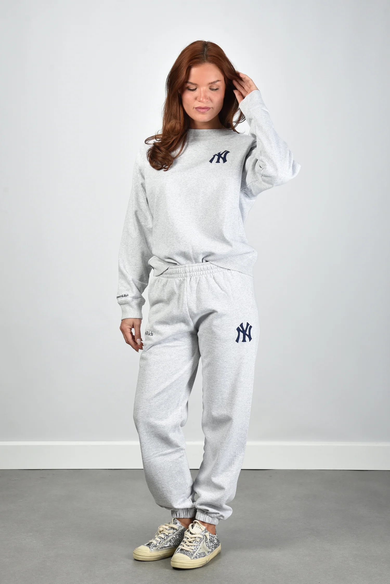 Sporty & Rich trui Heritage Yankees Serif ST071610300GY03 heather gray - Afbeelding 4