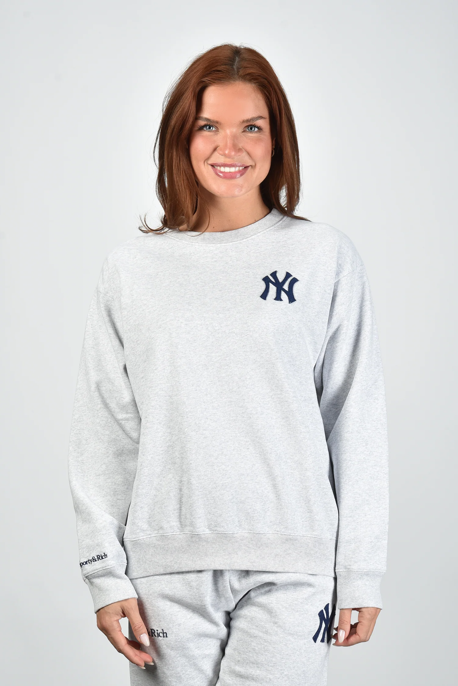 Sporty & Rich trui Heritage Yankees Serif ST071610300GY03 heather gray - Afbeelding 8