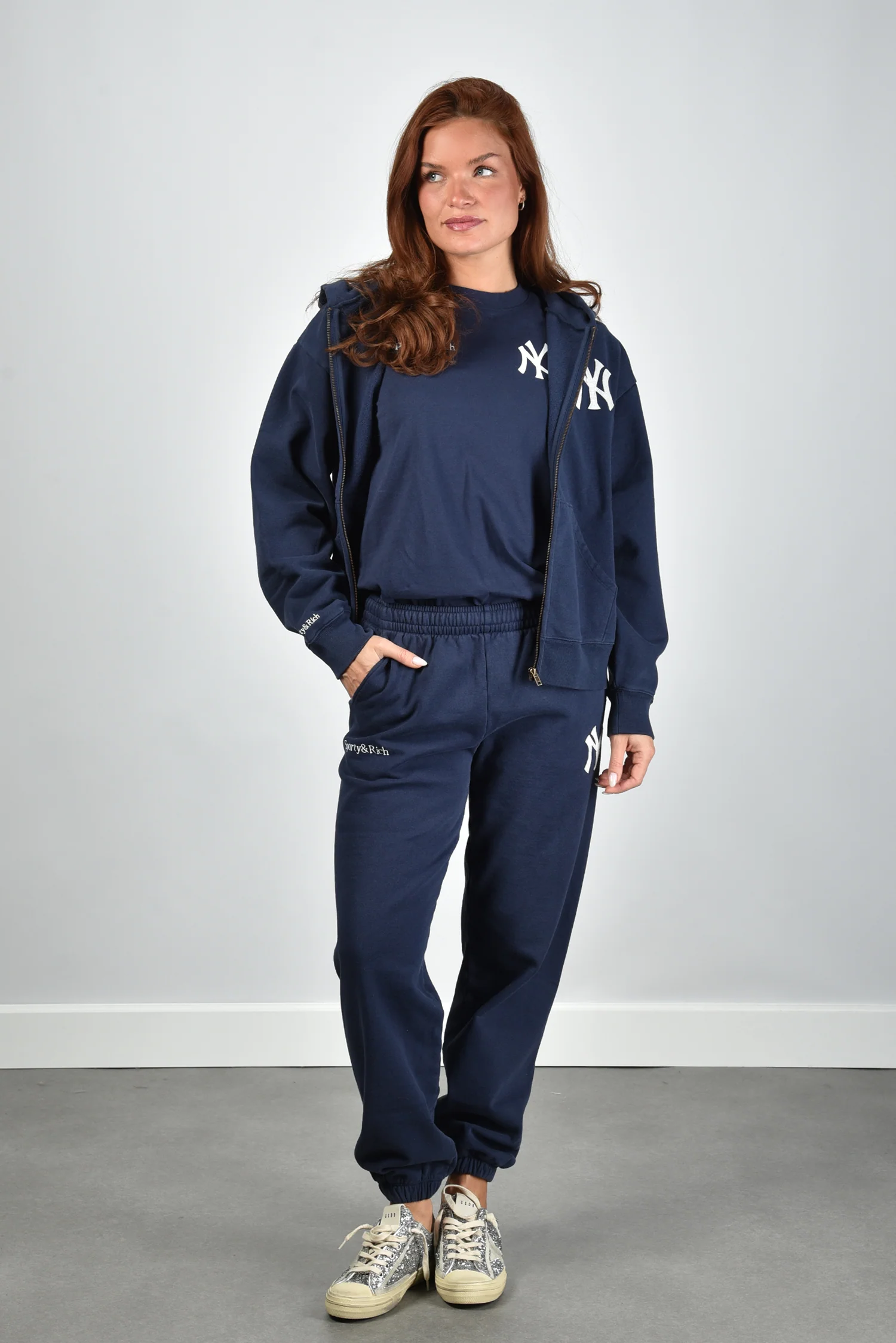 Sporty & Rich trui Heritage Yankees Serif Zip ST088610300BL106 dark navy - Afbeelding 4
