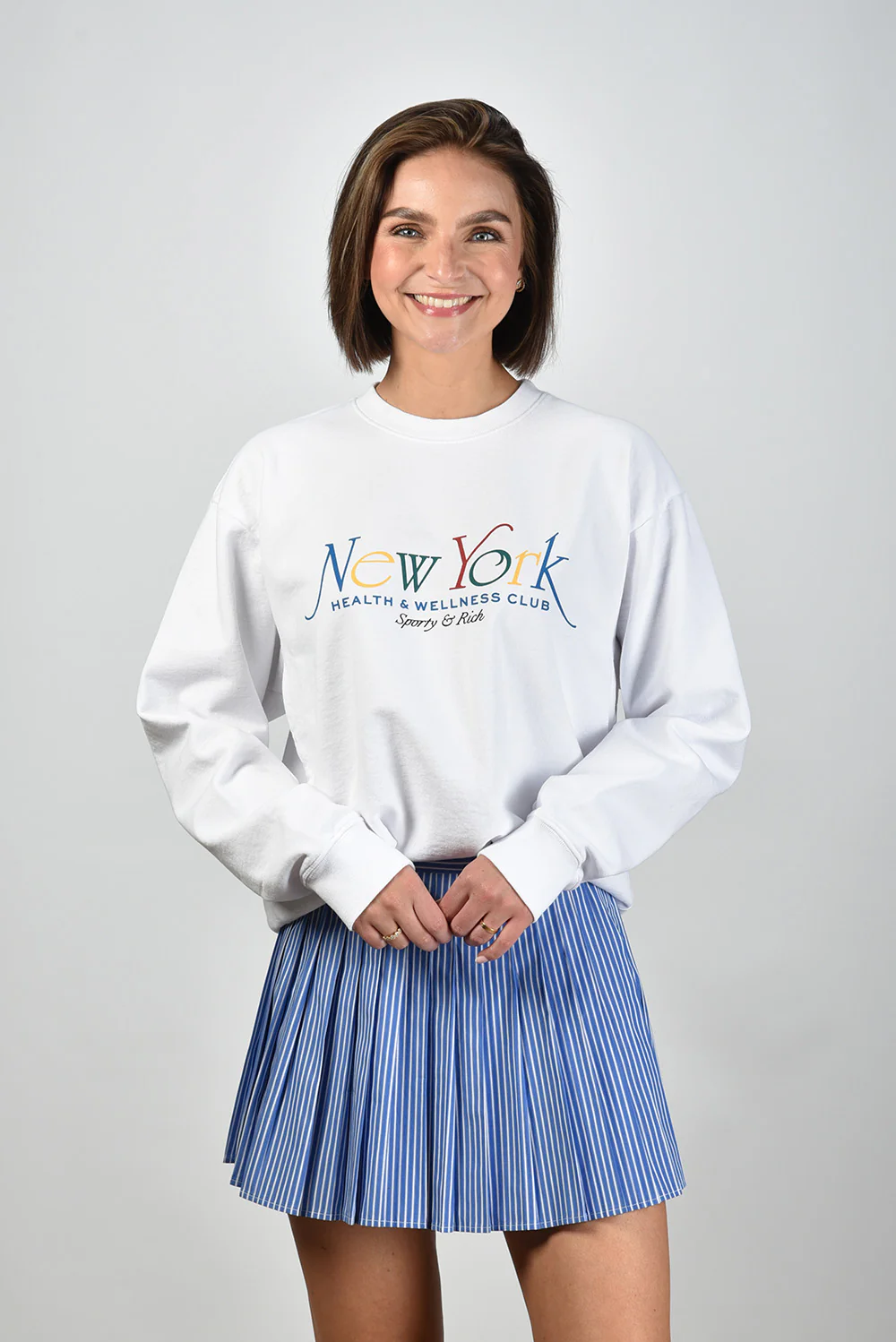 Sporty & Rich trui NY 94 ST071622034WH57 white/ruby/alpine/paris blue - Afbeelding 2