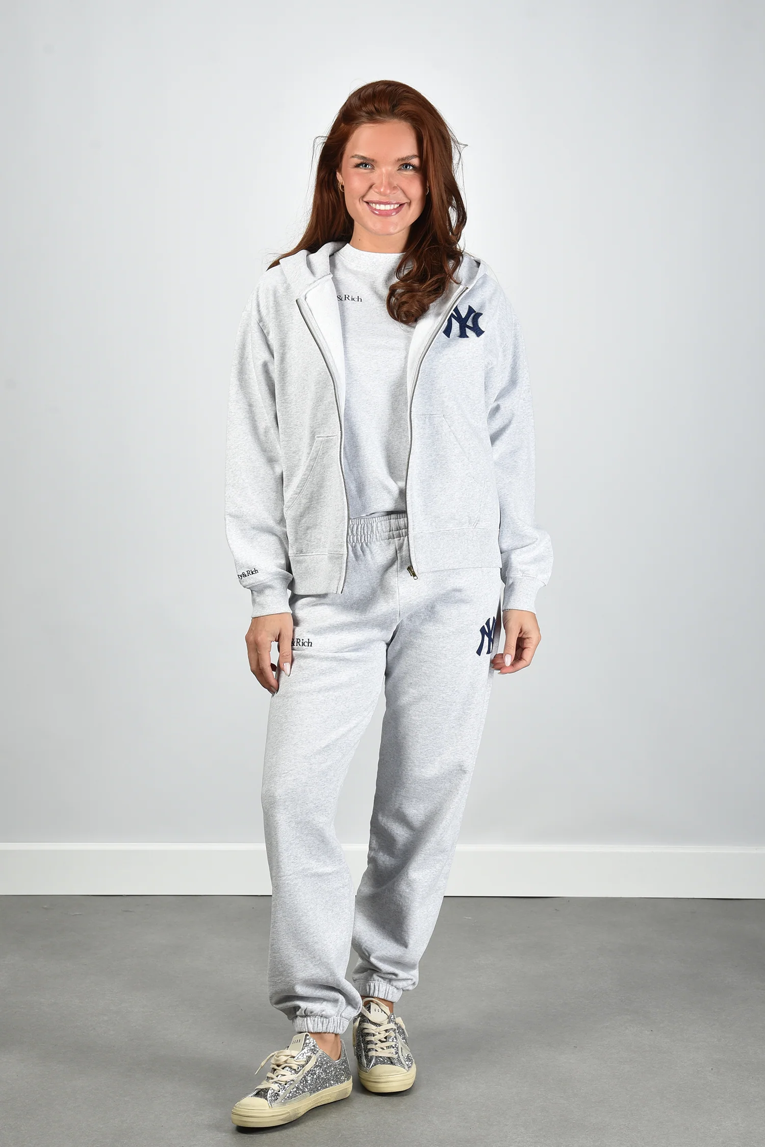 Sporty & Rich vest Heritage Yankees Serif Zip ST088610300GY03 heather grey - Afbeelding 3