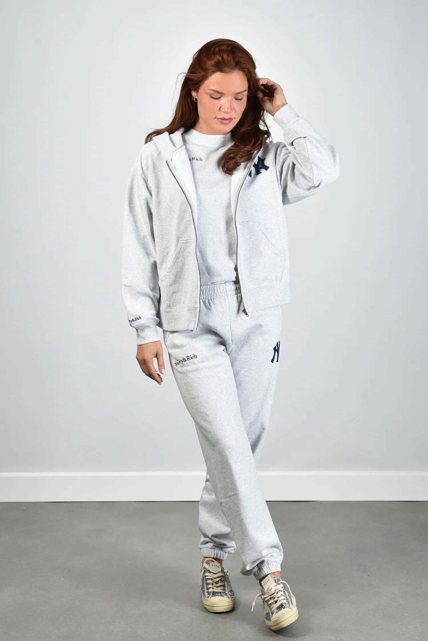 Sporty & Rich vest Heritage Yankees Serif Zip ST088610300GY03 heather grey - Afbeelding 4