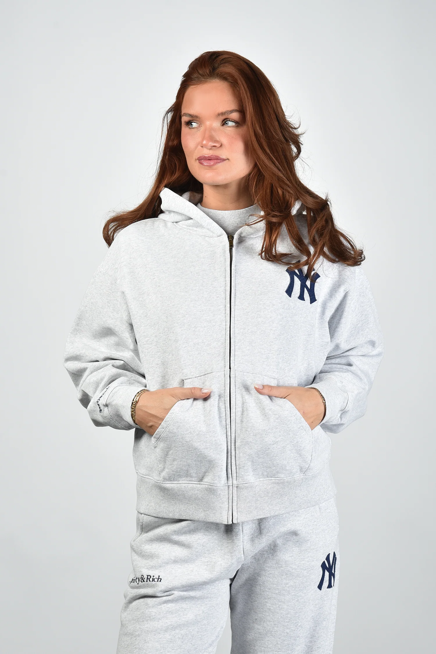 Sporty & Rich vest Heritage Yankees Serif Zip ST088610300GY03 heather grey - Afbeelding 9