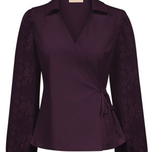 Triple Nine – Top cross body with lace sleeves – D.Purple