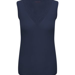 Triple Nine – Top cashmere cut sleeves with lace – Navy