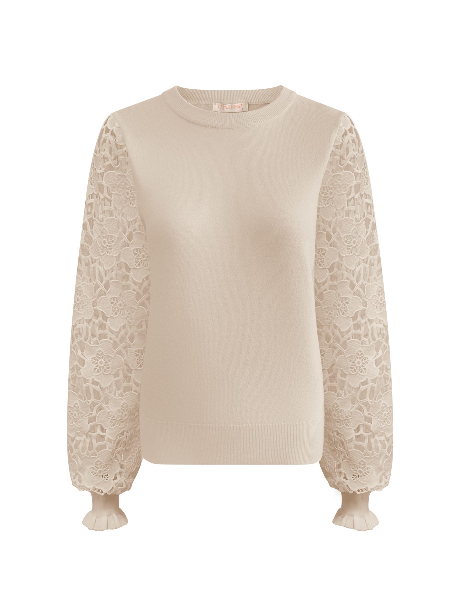 Triple Nine – Sweater With Lace Sleeves – Beige