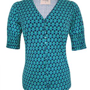 Aime – Tamara Blouse – Retro Greens Print