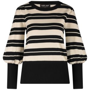 Lady Day – Tracy Stripe Sweater – Black/Light latte
