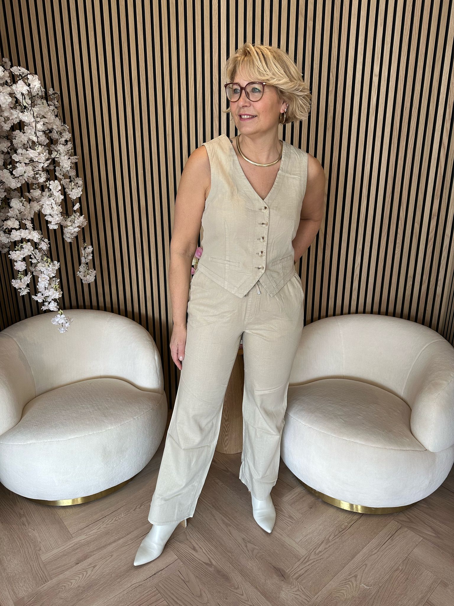 Red Button – Colette Cotton Linen – Pebble - Afbeelding 3