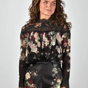 Zimmermann blouse Hypnotic Lace Yoke 5245TF251 black cascade