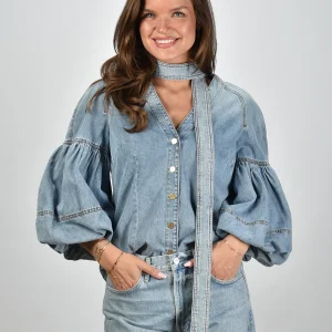 Zimmermann blouse Tied Denim 3356TS251 sea foam