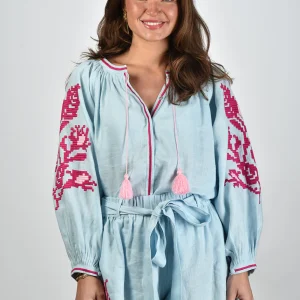 Sage & Ivy blouse Rosa baby blue/pink