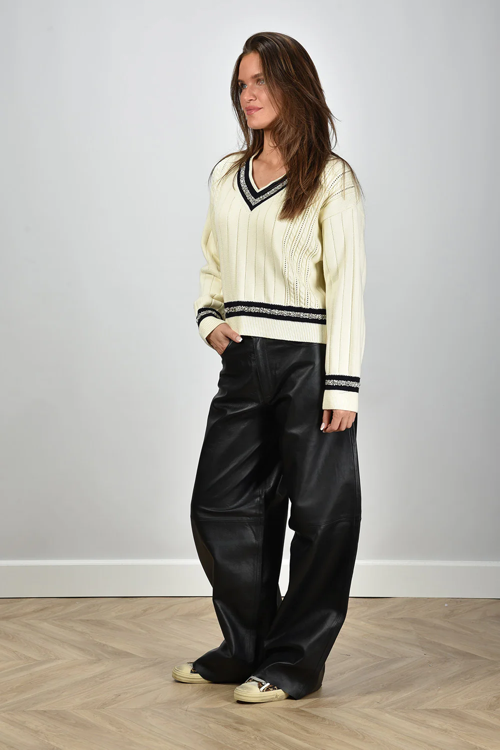 Golden Goose trui GWP02120.P001912.11782 heritage white dark blue - Afbeelding 4