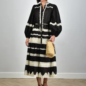 Zimmermann jurk Rhiannon Lace Billow 3227DSS251 black/cream