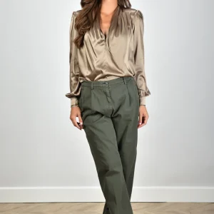 Sage & Ivy blouse Fonda Satin Silk taupe
