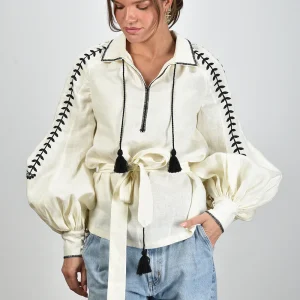 Sage & Ivy blouse Gudrun beige/black